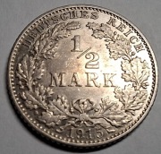 Moneta 1/2 Marki 1915 E srebro MENNICZA