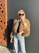 Kurtka jeans z futrem R M/ nowa/ futro z lisa