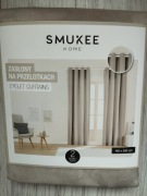 2 beżowe zasłony aksamitne welurowe na kółkach SMUKEE 2 x zasłona 