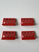 Płotki LEGO 1x4x2 z kratką (3185) – Czerwone, 4 sztuki