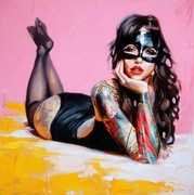 Obraz na płótnie Pink Bunny 100x100 cm nowoczesny druk do salonu loftu