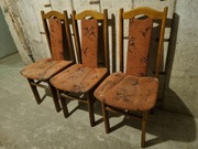 Krzesła drewniane tapicerowane 3 szt 