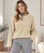 Beżowy sweter nakd S oversize luźny zimowy szersze rękawy damski