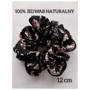 Jedwabna scrunchies różowa  koronka czarna