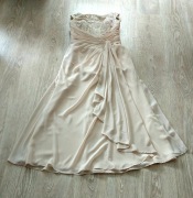 RONALD JOYCE suknia ślubna weselna wieczorowa jasna beż ecru blady róż