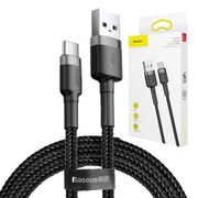 Mocny kabel UBS-A - USB-C 1m Baseus w oplocie Szybkie ładowanie 3A typ C QC