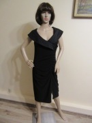 JOSEPH RIBKOFF czarna elegancka sukienka marszczenia ładny kołnierz_ 38