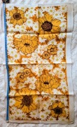 Serweta lniana, obrus, Tea Towel. Lata 70, Kwiaty