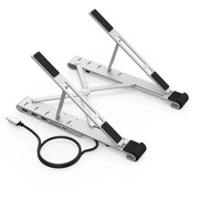 Regulowana podstawka pod laptop z hubem 7w1. 2xUSB-A, USB-C, SD, HDMI