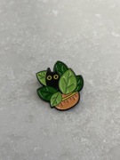 Pin przypinka broszka kot kwiat roślina zielony
