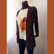 Brązowy sweter kardigan Renais S/36 na guziki z kieszeniami #1477