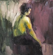 ,,Zaduma ,,- obraz olejny na płótnie ,80/80 .  Gotowy do powieszenia .