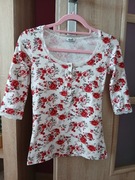 Biała romantyczna bluzeczka RÓŻE koronka XS/S