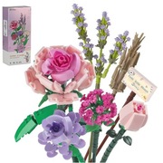 Klocki konstrukcyjne bukiet kolorowych kwiatów prezent 393 elementy 8+