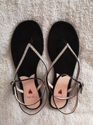 Czarne skórzane eleganckie zamszowe buty sandały japonki To Be 40 jak nowe