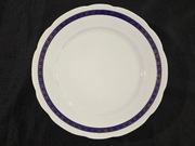 Talerze obiadowe,  duże płaskie Ćmielów złoto kobalt patera prl retro 