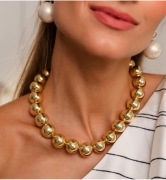 Nowe duże w złotym kolorze stal nierdzewna Zara naszyjnik korale 