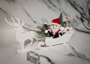 Sanie z Mikołajem i reniferem HANDMADE
