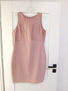 elegancka rozowa pudrowy roz prosta sukienka wizytowa pudrowa 40 42 XL