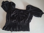 Nowa włoska bluzeczka hiszpanka rękaw bufki czarna i jabłko r. uni XS - M