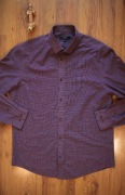 Koszula George r. 40 fiolet w kratkę dł rękaw męska elegancka