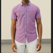 Preppy koszula w kratę M/L krótki rękaw vintage old money t-shirt casual