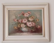 Obraz kwiaty oprawiony drewniana rama 