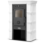 Piec kominek piecyk koza kaflowy żeliwny ceramiczny ELBE biały