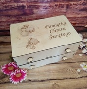 Pamiątka Chrztu Świętego – drewniana szkatułka z szufladką