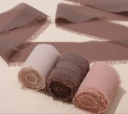 Wstążka SZYFONOWA ZERWANE BRZEGI 4cm x 220cm Boho Ślub Rękodzieło Satyna