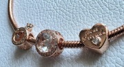 Charm rose gold zestaw pandora style 3 sztuki