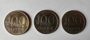 100 zł złotych, 1990 r., 3 sztuki, III RP. (z11)
