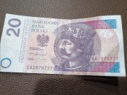 Banknot 20 zł 2016 Bolesław Chrobry seria CA 2876777 – końcówka 777