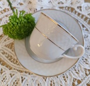 Filiżanka/spodek porcelana Lubiana/Arianna ze złotem/DEK 0425/ kpl 6szt