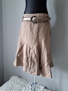 Nowa brązowa spódnica z paskiem 40/L tara len asymetryczna