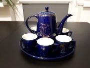 Serwis herbaciany porcelana złoto-granatowy (6os)