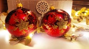 bombki choinkowe szklane ręcznie malowane - gwiazdki - 2 szt