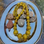 Zielone drewniane korale vintage boho etno – 34 cm