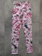 Legginsy wzorzyste bawełniane dziewczęce 146- 152 kwiaty