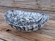 Umywalka nablatowa Macula - ceramiczna czarno biała, wzór, wzorzysta