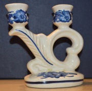 Stary świecznik fajans prl