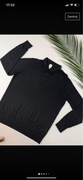 sweter męski cienki wełniany wełna z kołnierzykiem polo czarny elegancki XL