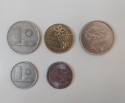 Malezja monety zestaw: 5 sztuk, różne 