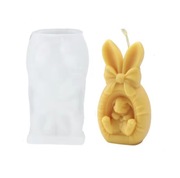 KRÓLIK Z KOKARDKĄ Wielkanoc forma silikonowa 8.1*4.5 do Świec Mydła Odlewów