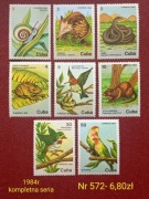 Znaczki fauna:572: ptaki, zwierzęta, płazy, gady- Kuba 1984r **