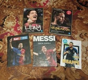 Zestaw 5 książek,piłka,Messi, Lewandowski, Neymar 