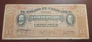 BANKNOT CHIHUAHUA MEKSYK 20 PESOS 1915 ROK RZADKI 