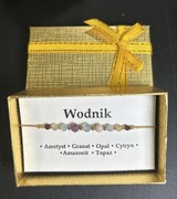 Bransoletka Oczyszczona Energia Znak Zodiaku WODNIK Topaz Granat Opal