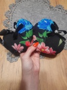 Zawieszka Serduszko 12cm+wstążka Wzór kwiatowy 