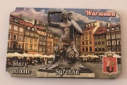 Magnes na lodówkę drewniany WARSZAWA Stare Miasto Syrenka Zamek (1K) 
